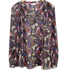 Boden Kitty Smocked Neck Floral Print Blouse Size 10
